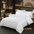 Luxury white cotton bedding set 4-piece hotel style with elegant rope embroidery for bedroom - Venus / 60s Cotton Sateen Hotel 4-Piece Set for 1.5m Bed