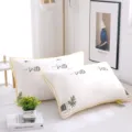 Herbal wormwood pillow core hotel household bedding breathable soft sleeping pillow comfort - 850g Medium Loft Pillow / Wormwood 3D Border - White
