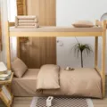 Parure de lit unie en pur coton pour etudiant lit superpose drap de lit kaki 3 pieces - Khaki