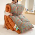 Cozy double-layer gauze winter quilt with floral pattern and orange solid backing for student dorm. - 150*200cm 1.5kg / Double Gauze Printed Quilt Aiwei