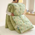 Thick green floral folding quilt winter warm bedding mattress student dorm daily use comfortable - 150*200cm 1.5kg / Double Gauze Printed Quilt Midsummer Blooms