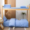 Parure de lit unie en pur coton pour dortoir d'etudiants lit superpose decoration - Bleu ciel