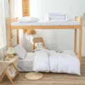 Ensemble trois pièces lit superposé dortoir étudiant en pur coton de couleur unie style. - Blanc perle