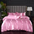 Juego de cama satén seda rosa lujoso funda nórdica fundas de almohada decoración habitación - Rosa / Sábana bajera de seda de hielo 120x200cm