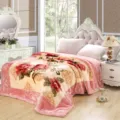 Thick plush Raschel fleece blanket with vintage floral print for winter cozy bedroom warmth - Simple Moon - Pink