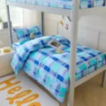 Cotton student dorm bedding set blue plaid duvet cover sheet pillowcase comfortable soft - 3-Piece All-Cotton Bedding Set - Campus Classic / [Flat Sheet Style] 0.9m 3-Piece Set - Duvet Cover 155x205