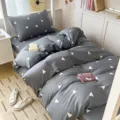 Pure cotton student dorm bed sheet duvet cover set with chic geometric triangle print. - Cotton 3-Piece Set Elton Love Nest / [Flat Sheet Style] 0.9m 3-Piece Set - Duvet Cover 155x205