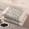 Cotton linen buckwheat pillow core with pastoral print, cervical neck support for home sleep. - 35*55cm Buckwheat Pillow Core / Piece / National Style Sketch - Navy Blue Pure Buckwheat Pillow