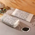 Cotton linen buckwheat pillow neck support home washable cervical pillow with cute ties blue - National Sketch - Navy Blue Tie-Style Buckwheat Pillow