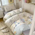 Cute cartoon robot pattern bedding set soft cotton duvet cover for student dorm bedroom - 3-Piece Pure Cotton Bedding Set - Cute Mecha / [Flat Sheet Style] 0.9m 3-Piece Set - Duvet Cover 155x205