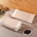 Cotton linen buckwheat pillow set with removable cover, cervical neck support for sleeping. - Jinyun Flax Brown Tie-Style Buckwheat Pillow
