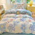 Thickened milk fleece bedding set winter warm duvet cover bed sheet cute floral rabbit decor - Milk Velvet Bedding Set - Di Ruoshi Five-Petal Flower / Single Duvet Cover 200x230