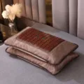 Cuscino di raffreddamento in bambù di seta di ghiaccio estivo singolo comodo marrone - Cuscino di grano saraceno e bambù mahjong con angoli arrotondati - Marrone