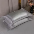 Cuscino rinfrescante in seta di ghiaccio estate traspirante federa grigia comfort - Cuscino di grano saraceno e rattan di ghiaccio ad angoli retti - Argento