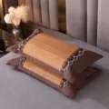 Variante di cuscino rinfrescante in bambu estivo, traspirante per confortevoli notti calde. - Cuscino di grano saraceno e stuoia di bambù ad angoli retti - Marrone chiaro