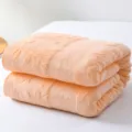 Pure cotton towel blanket summer thin air conditioning quilt nap blanket light orange - 150x200cm / European Classic Fashion - Orange