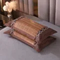 Cuscino rinfrescante in bambou estivo cuscino letto in seta ghiaccio marrone variante comoda. - Cuscino di grano saraceno e stuoia di bambù ad angoli retti - Marrone scuro