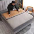 Dual-use folding mattress with rattan and feather velvet sides for student dorm and home. - Gray / 1.2 x 2m