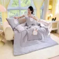 Set cuscino coperta in velluto di latte con ricamo coniglio, plaid caldo multifunzionale. - Coniglio caldo - viola chiaro