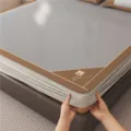 Summer ice silk fitted sheet cooling mat breathable mesh mattress cover for student dorm bed - Triangle Embroidered Double-Sided Rattan Mat - Gray - Fitted Sheet Style
