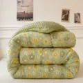 Thickened washed cotton minky fleece quilt winter warm floral blanket double layer gauze - 150x200cm 3.9kg / Minky Fleece Winter Quilt - Summer Bloom