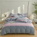 Grijs roze gestreept katoenen dekbedovertrek, zacht gewassen beddengoed variant voor gezellige kamer. - 4-delige beddengoedset van gewassen katoen Mandala-grijs