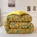 Thickened winter minky dot quilt variant featuring green floral print and soft warm fabric. - 150x200cm 3.9kg / Minky Fleece Winter Quilt - Tulip