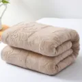 Beige cotton towel blanket summer air conditioning quilt soft breathable woven throw blanket - European Classic Style - Camel