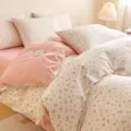 Pink floral bedding set, 100% cotton cute duvet cover and pillowcases for bedroom decor. - 40s Pure Cotton Bedding Set (DO Pink Love Song) / 1.2m Cotton 3-Piece Sheet Set - 150x200 Cover