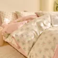 Cozy floral bedding set with soft pink duvet cover and pillowcases for sweet bedroom decor. - 40S Pure Cotton Bedding Set - Aesthetic / 1.2m Cotton 3-Piece Sheet Set - 150x200 Cover