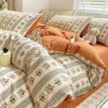 Cozy cotton double gauze floral bedding set with duvet cover, sheets and matching pillowcases. - Coco Manor - Class A Jacquard Double Gauze (Premium)