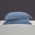 Blue long-staple cotton pillowcase set, minimalist solid color bedding pair for home. - 48x74cm Pair Pack / Bentley Blue & Milkshake White