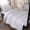 Solid color washed cotton bedding set for student dorm beds, minimalist style variant. - Blanc Ivory White - Solid Color / Student 3-Piece Set (Duvet 150x200, Flat Sheet 160x230, Pillowcase 48x74)