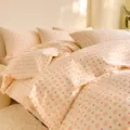 Cotton cute pink heart printed bedding set sweet duvet cover and pillowcases for bedroom - 40s Cotton Bedding Set DO Wish / 1.2m Cotton 3-Piece Sheet Set - 150x200 Cover