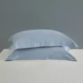 Lichtblauwe effen kussenslopen van langstapelig katoen, zachte minimalistische beddengoedset. - Set van 2 stuks 48x74 cm / Qiubo Blauw & Bentley Blauw