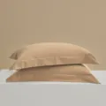 Effen kussensloop van langstapelig katoen, minimalistische beddengoed kussensloop, khaki kleur. - Set van 2 stuks 48x74 cm / Hemelsoranje & Cacao Bruin