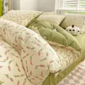 Fresh Floral Gauze Bedding Set Double Layer Cotton Duvet Cover Comfort Sheet Variant - Qingfeng - Class A Jacquard Double Gauze (Premium)