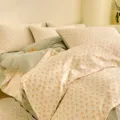 Cozy cotton floral bedding set with duvet cover and pillowcases for sweet bedroom decor. - 40s Cotton Bedding Set DO Quiet Blue / 1.2m Cotton 3-Piece Sheet Set - 150x200 Cover
