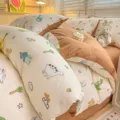 Cozy cotton cartoon dinosaur print bedding set, soft 4-piece duvet cover for bedroom. - Dinosaur Planet - Class A Jacquard Double Gauze (Premium)