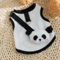 Cute panda backpack pet vest for cats and dogs, summer thin striped traction clothes. - Leo Black Panda (Leashable) / M (Recommended Weight 2.5-3.5kg)