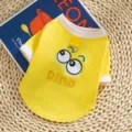 Cute yellow pet vest for small dogs and cats, breathable summer sleeveless shirt with D-ring. - Rock Yellow Big Eyes (Leashable) / M (Recommended Weight 2.5-3.5kg)