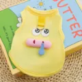 Cute cartoon pet vest for cats and dogs, yellow summer clothes with funny nose design. - Rock Yellow Piglet (Leashable) / M (Recommended Weight 2.5-3.5kg)