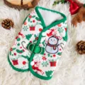 Gilet in pile natalizio per animali con motivo di pupazzo di neve e morbido peluche per cani - Gilet piccolo pupazzo di neve