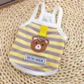 Cute striped pet vest for small dogs and cats, breathable summer puppy clothing with bear print. - M / Locke Yellow Bear