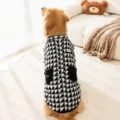 Classic houndstooth dog vest for golden retrievers, warm winter apparel for large pets. - 3XL / Black Houndstooth