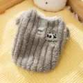 Honden fleece kleding met panda borduurwerk, warme winterkleding voor kleine huisdieren - Milo Grijs
