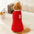 Gemütlicher roter Fleece Hundepullover für große Hunde, warme Winter Haustierkleidung mit Patch. - 3XL (Empfohlenes Gewicht 20-30 Jin) / Oberteile / Dero Rot