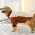 Winter warm fleece dog clothes for large dogs Golden Retriever, brown and cream variant - 3XL (Suggested Weight 10-15kg) / Beige & Brown Patchwork