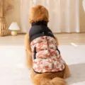 Winter warm dog vest for golden retriever, camouflage fleece pet clothes, cozy outerwear. - 3XL / Orange Camouflage Padded Clothes