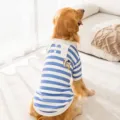 Comfortable blue and white striped pet dog t-shirt for large dogs, stylish and soft apparel. - 3XL / Blue Stripe